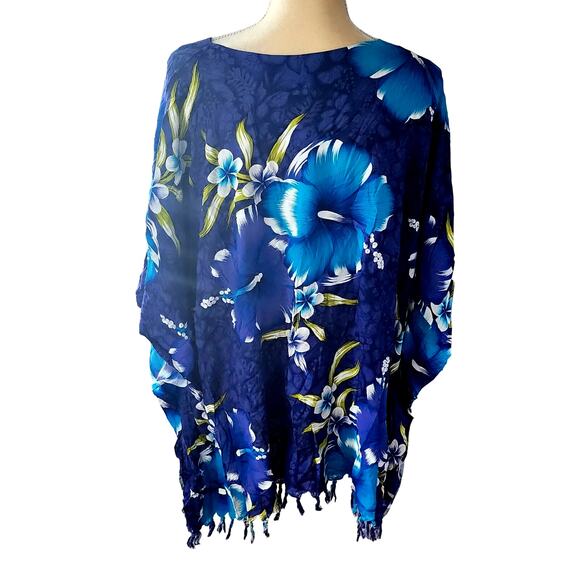 Aloha Hawaiian Fashion Tunic Pull Over Cover Up Poncho One Size - Picture 3 of 6